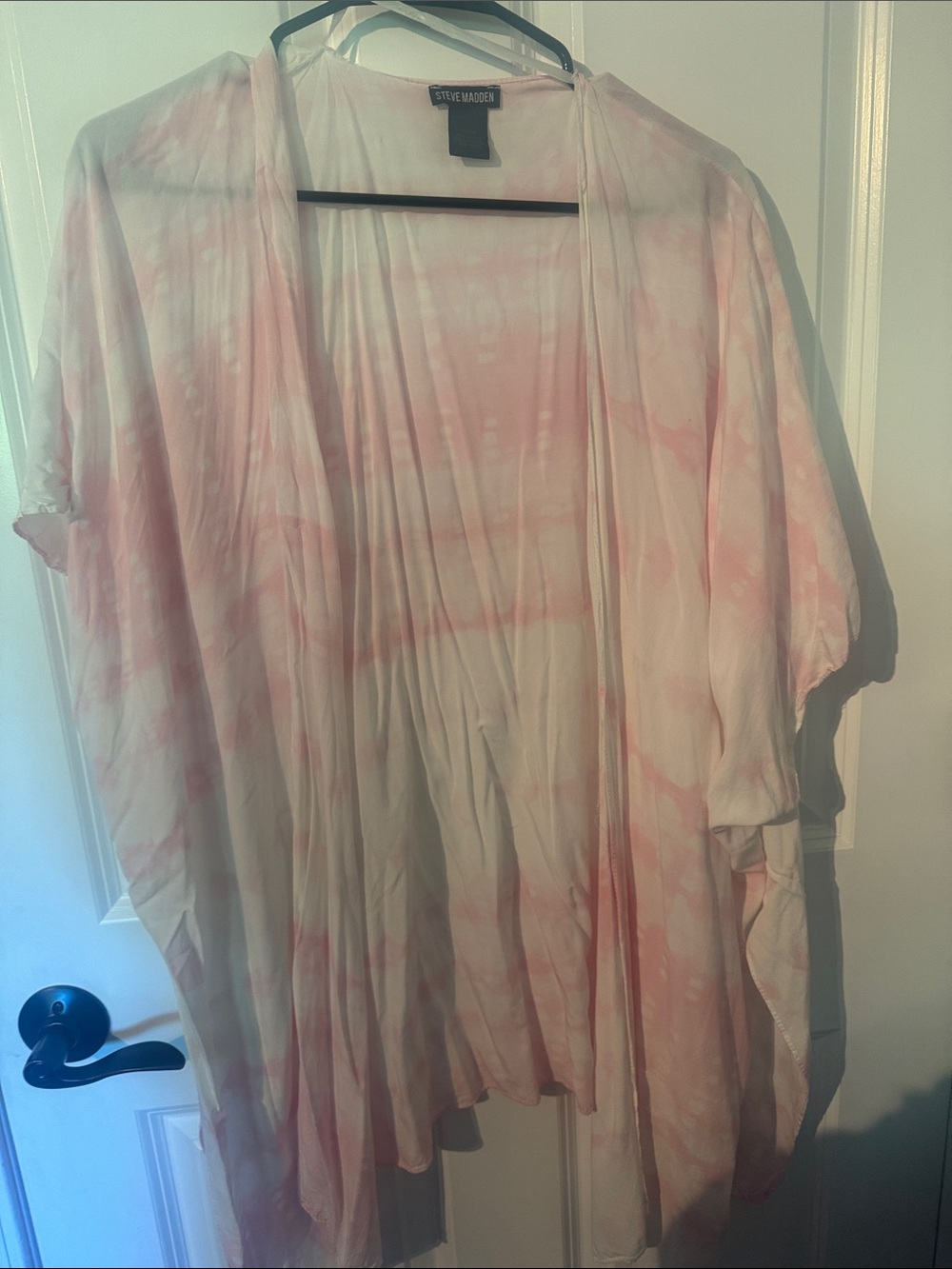 Steve Madden Pink and White Tie-Dye Open Kimono